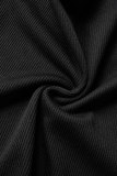 Black Sexy Casual Solid Tassel Patchwork Backless Spaghetti Strap Sleeveless Two Pieces