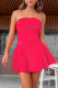 Rose Red Sexy Solid Patchwork Fold Strapless A Line Dresses