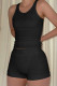 Black Casual Sportswear Solid Patchwork O Neck Sleeveless Two Pieces