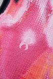 Pink Sexy Casual Print Basic U Neck Vest Dress Dresses
