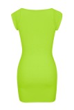 Green Sexy Casual Solid Basic Square Collar Sleeveless Dress Dresses