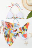 Purple Sexy Print Bandage Patchwork Asymmetrical 3 Piece Sets