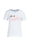 White Casual Daily Print Eyes Printed Patchwork O Neck T-Shirts
