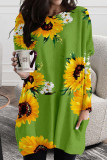 Green Casual Street Print Patchwork O Neck Straight Dresses
