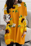 Green Casual Street Print Patchwork O Neck Straight Dresses