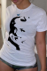 White Casual Print Patchwork O Neck T-Shirts