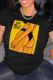 Black Street Simplicity Print Patchwork O Neck T-Shirts