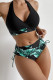 Green Sexy Print Patchwork Swimwears
