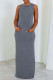 Grey Casual Solid Basic O Neck Long Dress Dresses