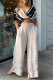 White Casual Daily Print Solid Color V Neck Short Sleeve Two Pieces