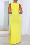 Pink Casual Solid Basic O Neck Long Dress Dresses