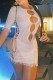 White Sexy Solid Hollowed Out See-through O Neck Wrapped Skirt Dresses