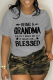 Grey Casual Daily Print Letter O Neck T-Shirts