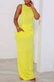 Pink Casual Solid Basic O Neck Long Dress Dresses
