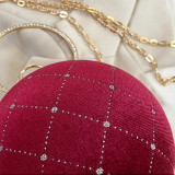 Red Casual Daily Patchwork Chains Rhinestone Bags