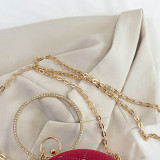 Red Casual Daily Patchwork Chains Rhinestone Bags
