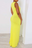 Pink Casual Solid Basic O Neck Long Dress Dresses