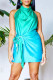 Green Sexy Gradual Change Print Bandage Patchwork Backless Halter One Step Skirt Dresses