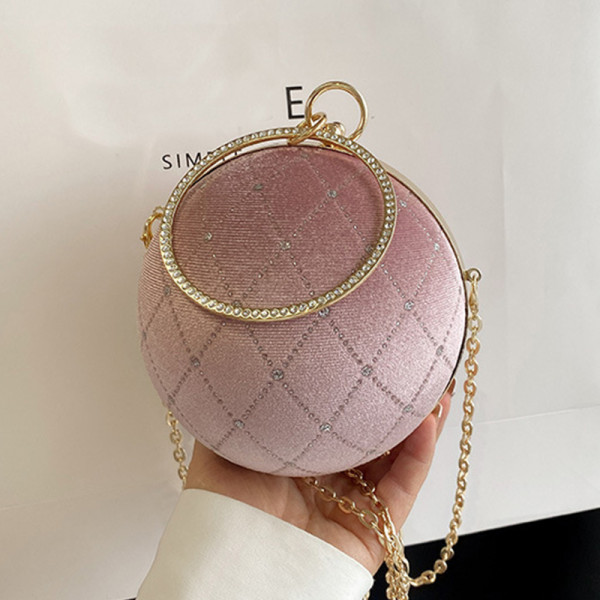 Pink Casual Daily Patchwork Chains Rhinestone Bags