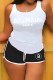 Black Casual Print Letter U Neck Sleeveless Two Pieces