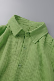 Pink Casual Solid Patchwork Shirt Collar Short Sleeve Two Pieces