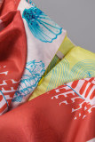 Colour Sexy Print Sequins Patchwork Flounce Spaghetti Strap Sleeveless Two Pieces