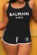 Black Casual Print Letter U Neck Sleeveless Two Pieces