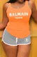 Grey Casual Print Letter U Neck Sleeveless Two Pieces