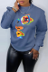 Blue Street Daily Print Patchwork O Neck Tops