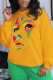 Yellow Casual Street Print Patchwork O Neck Tops