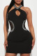 Black Sexy Solid Patchwork Hot Drill Pencil Skirt Dresses