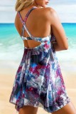 Multicolor Sexy Print Backless Swimwears (With Paddings)