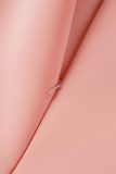 Pink Elegant Solid Patchwork Fold Oblique Collar Evening Dress Dresses