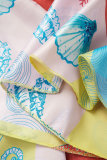 Colour Sexy Print Sequins Patchwork Flounce Spaghetti Strap Sleeveless Two Pieces