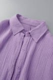 Pink Casual Solid Patchwork Shirt Collar Short Sleeve Two Pieces
