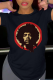 Black Casual Daily Print Patchwork O Neck T-Shirts