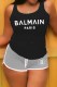 Grey Casual Print Letter U Neck Sleeveless Two Pieces