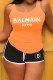 Black Casual Print Letter U Neck Sleeveless Two Pieces