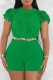 Green Casual Solid Patchwork O Neck Skinny Romper