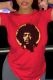 Red Casual Daily Print Patchwork O Neck T-Shirts