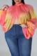 Pink Casual Print Patchwork Turtleneck Plus Size Tops
