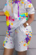 White Casual Street Print Patchwork O Neck Two Pieces