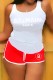 Red Casual Print Letter U Neck Sleeveless Two Pieces