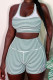 Green Casual Sportswear Striped Print Patchwork Backless U Neck Two Pieces
