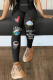Black Sexy Print Patchwork Skinny High Waist Pencil Full Print Bottoms