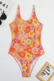 Pink Sexy Print Backless Swimwears (With Paddings)