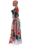 Colour Plus Size Celebrities Elegant Floral Off the Shoulder Three Quarter Two Pieces