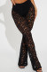 Black Sexy Solid Patchwork Boot Cut High Waist Speaker Solid Color Bottoms