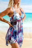 Multicolor Sexy Print Backless Swimwears (With Paddings)