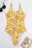 Pink Sexy Print Backless Swimwears (With Paddings)